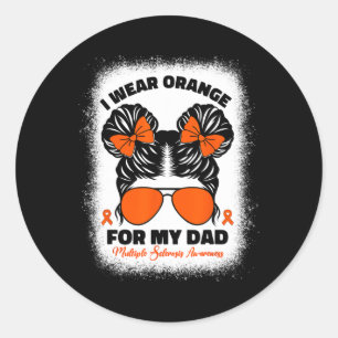 Wear Orange For My Dad Ms Multiple Sclerosis Kids Classic Round Sticker