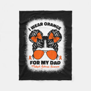 Wear Orange For My Dad Ms Multiple Sclerosis Kids Fleece Blanket