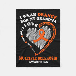Wear Orange For My Grandma Multiple Sclerosis Awar Fleece Blanket