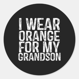 Wear Orange For My Grandson Leukaemia Awareness Classic Round Sticker