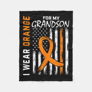 Wear Orange For My Grandson Leukaemia Cancer Aware Fleece Blanket