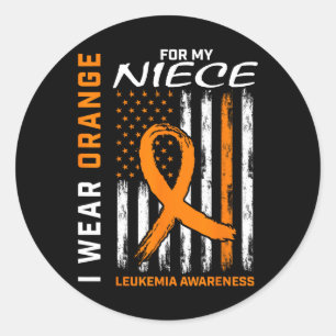 Wear Orange For My Niece Leukaemia Awareness Ameri Classic Round Sticker