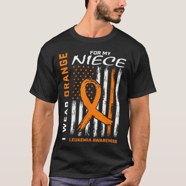 Wear Orange For My Niece Leukaemia Awareness Ameri T-Shirt (Front)