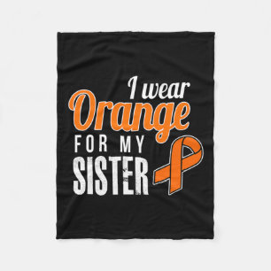 Wear Orange For My Sister Leukaemia Awareness Fleece Blanket