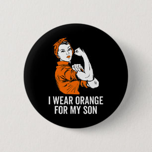 Wear Orange For My Son Leukaemia Awareness Month G 6 Cm Round Badge