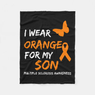 Wear Orange For My Son Multiple Sclerosis Ribbon Fleece Blanket
