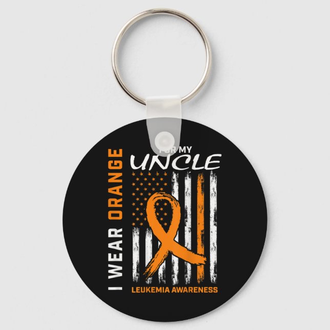 Wear Orange For My Uncle Leukaemia Awareness Ameri Key Ring (Front)