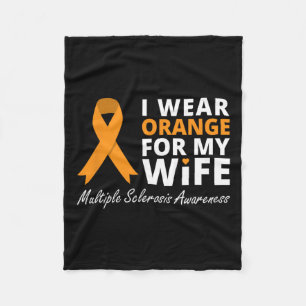 Wear Orange For My Wife Ms Awareness Ribbon Fleece Blanket