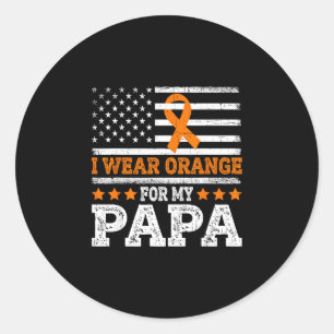Wear orange for papa son daughter leukaemia classic round sticker