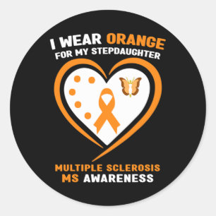 Wear Orange For Stepdaughter Multiple Sclerosis Aw Classic Round Sticker