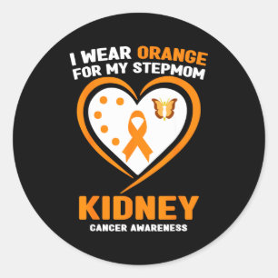 Wear orange for stepmom kidney cancer awareness classic round sticker
