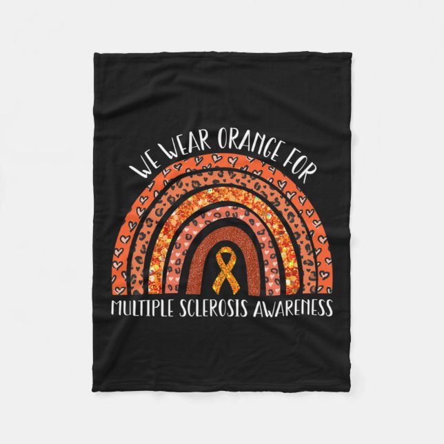 Wear Orange Ms Rainbow Multiple Sclerosis Awarenes Fleece Blanket (Front)