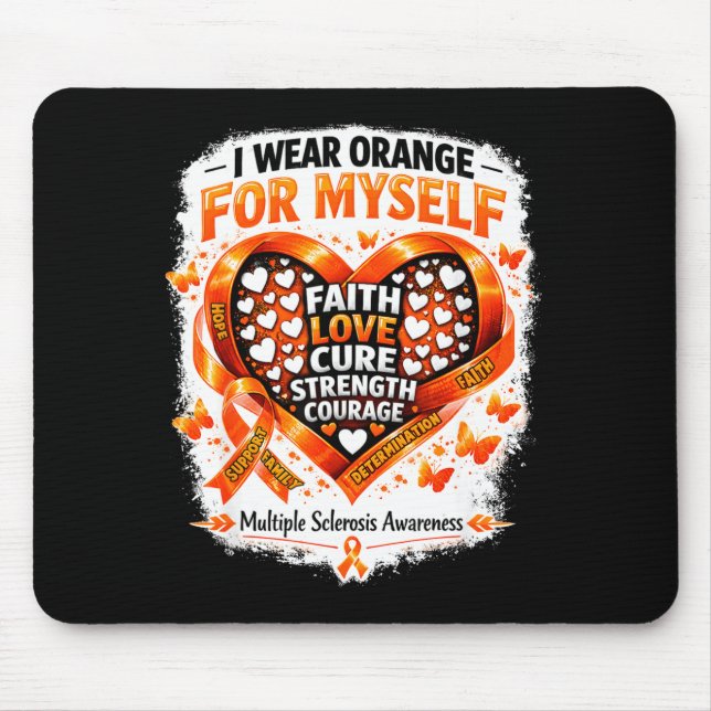 Wear orange ms warrior multiple sclerosis mouse pad (Front)