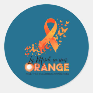 Wear orange multiple sclerosis awareness ms classic round sticker