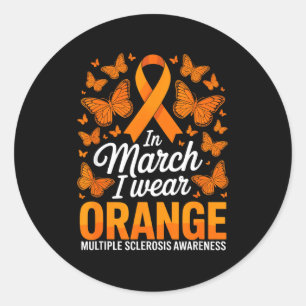 Wear orange multiple sclerosis awareness ms classic round sticker
