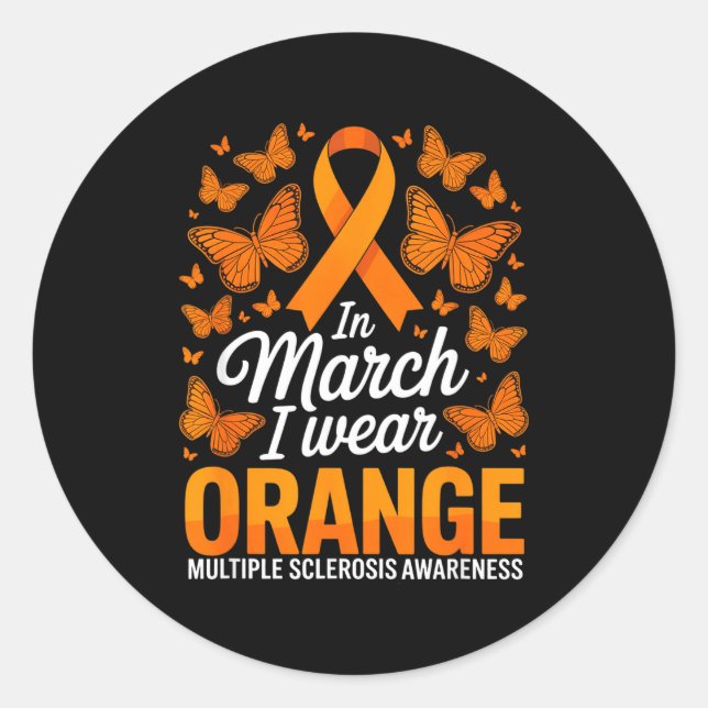 Wear orange multiple sclerosis awareness ms classic round sticker (Front)