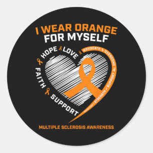 Wear Orange Myself Multiple Sclerosis Awareness Ms Classic Round Sticker