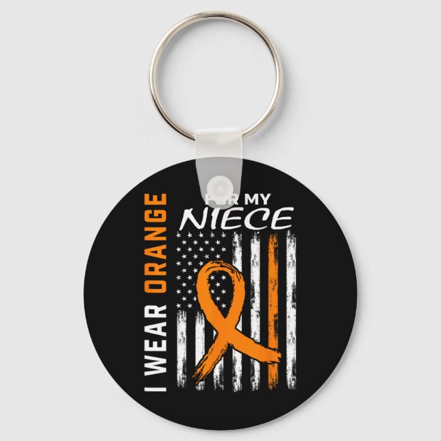 Wear Orange Niece Multiple Sclerosis Ms Flag Gifts Key Ring (Front)