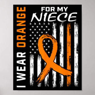Wear Orange Niece Multiple Sclerosis Ms Flag Gifts Poster