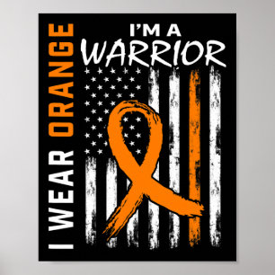 Wear Orange Ribbon Leukaemia Cancer Warrior Awaren Poster