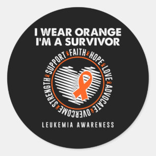 Wear Orange Ribbon Survivor Leukaemia Blood Cancer Classic Round Sticker