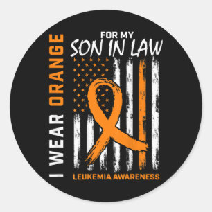 Wear Orange Son In Law Leukaemia Awareness America Classic Round Sticker