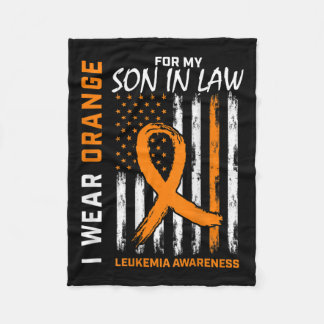 Wear Orange Son In Law Leukaemia Awareness America Fleece Blanket