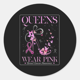 Wear Pink Breast Cancer Awareness Bling Pink Ribbo Classic Round Sticker