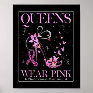 Wear Pink Breast Cancer Awareness Bling Pink Ribbo Poster