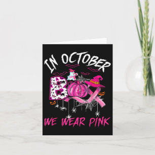 Wear Pink Breast Cancer Warrior Cute Ghost Hallowe Card