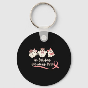 Wear Pink Breast Cancer Warrior Cute Groovy Ghost Key Ring