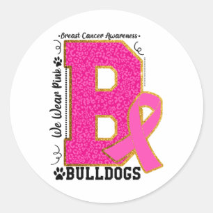 Wear Pink Bulldogs Breast Cancer Awareness Bulldog Classic Round Sticker
