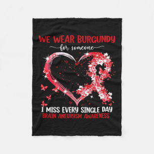 Wear Pink For Brain Aneurysm Awareness Heart Ribbo Fleece Blanket