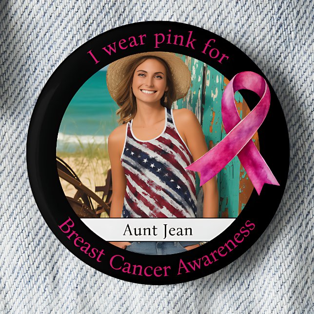 Wear Pink for Breast Cancer Awareness Photo 6 Cm Round Badge (Creator Uploaded)