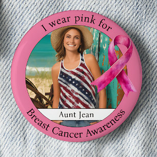 Wear Pink for Breast Cancer Awareness Photo 6 Cm Round Badge