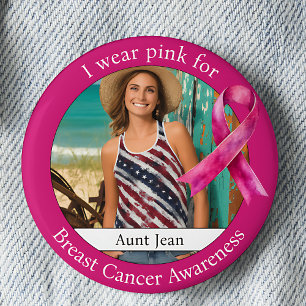 Wear Pink for Breast Cancer Awareness Photo 6 Cm Round Badge