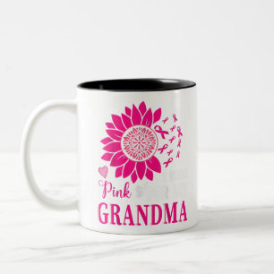Wear Pink for My Grandma Breast Cancer Funny Pink Two-Tone Coffee Mug