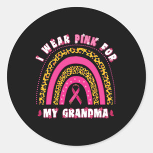 Wear Pink For My Grandma Groovy Breast Cancer Gran Classic Round Sticker