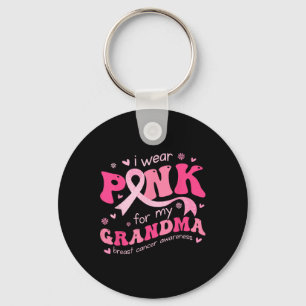 Wear Pink For My Grandma Mum Breast Cancer Support Key Ring