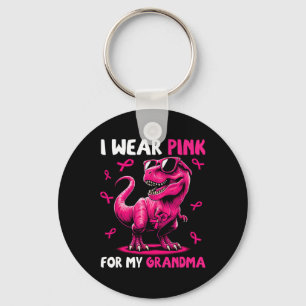 Wear Pink For My Grandma T-rex Dinosaur Breast Can Key Ring