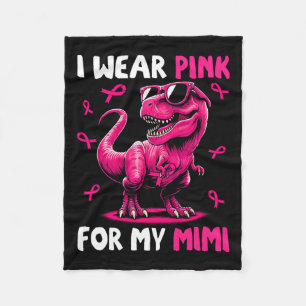 Wear Pink For My Mimi T-rex Dinosaur Breast Cancer Fleece Blanket