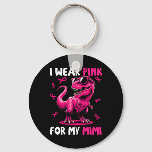 Wear Pink For My Mimi T-rex Dinosaur Breast Cancer Key Ring