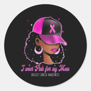 Wear Pink For My Mum Breast Cancer Awareness Afro Classic Round Sticker