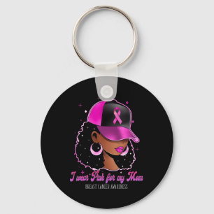 Wear Pink For My Mum Breast Cancer Awareness Afro Key Ring
