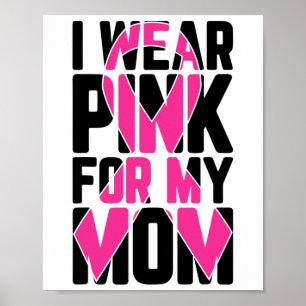 Wear Pink For My Mum Breast Cancer Awareness Suppo Poster