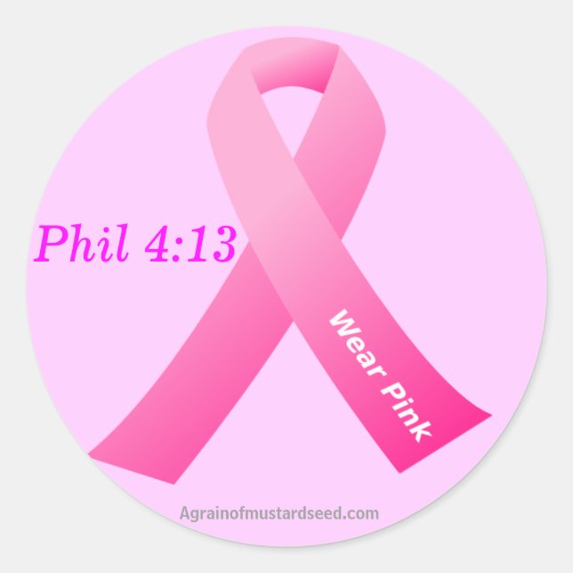 Wear Pink Philippians 4:13 Classic Round Sticker (Front)