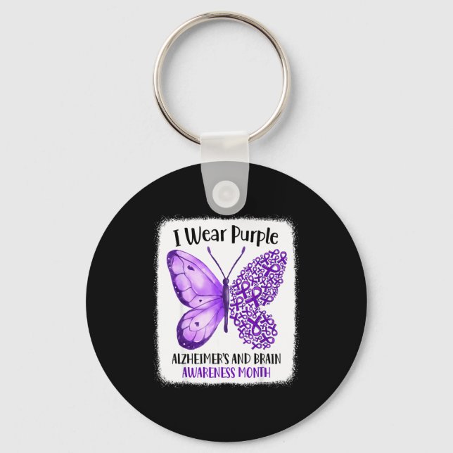 Wear purple alzheimer's and brain awareness month key ring (Front)