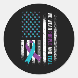 Wear Purple And Teal  Classic Round Sticker