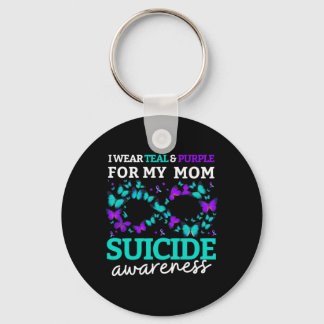 Wear Purple And Teal For Moms Prevention Women Key Ring