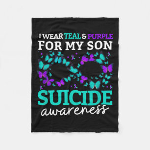 Wear Purple And Teal For Son Suicide Prevention Fleece Blanket